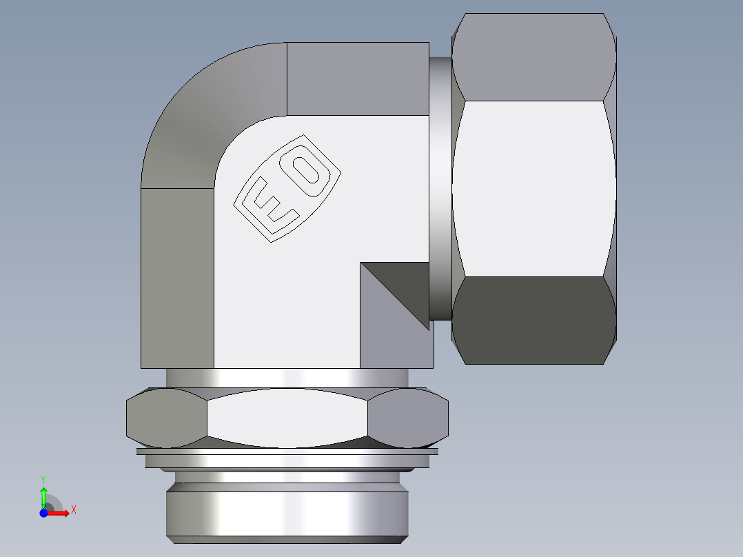 卡套式工业通用硬管接头EO_Adjustable_Locknut_elbow_WEE38ZSRCF前视图