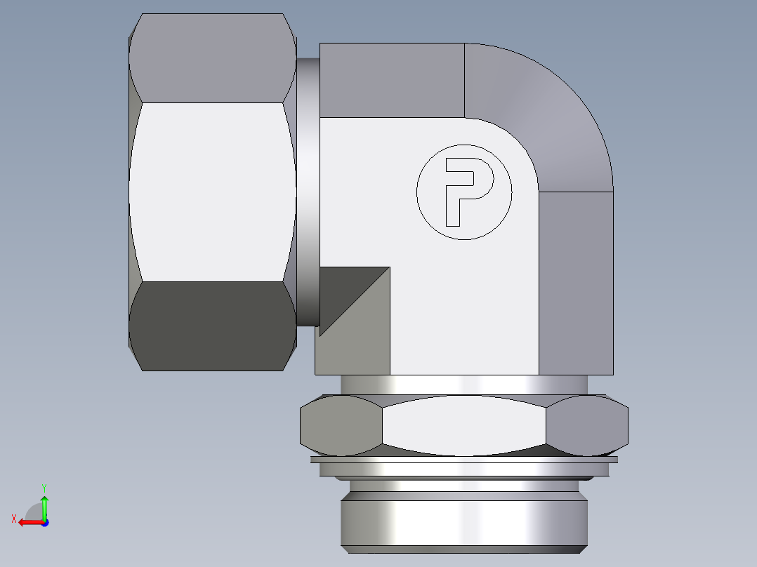 卡套式工业通用硬管接头EO_Adjustable_Locknut_elbow_WEE38ZSRCF后视图