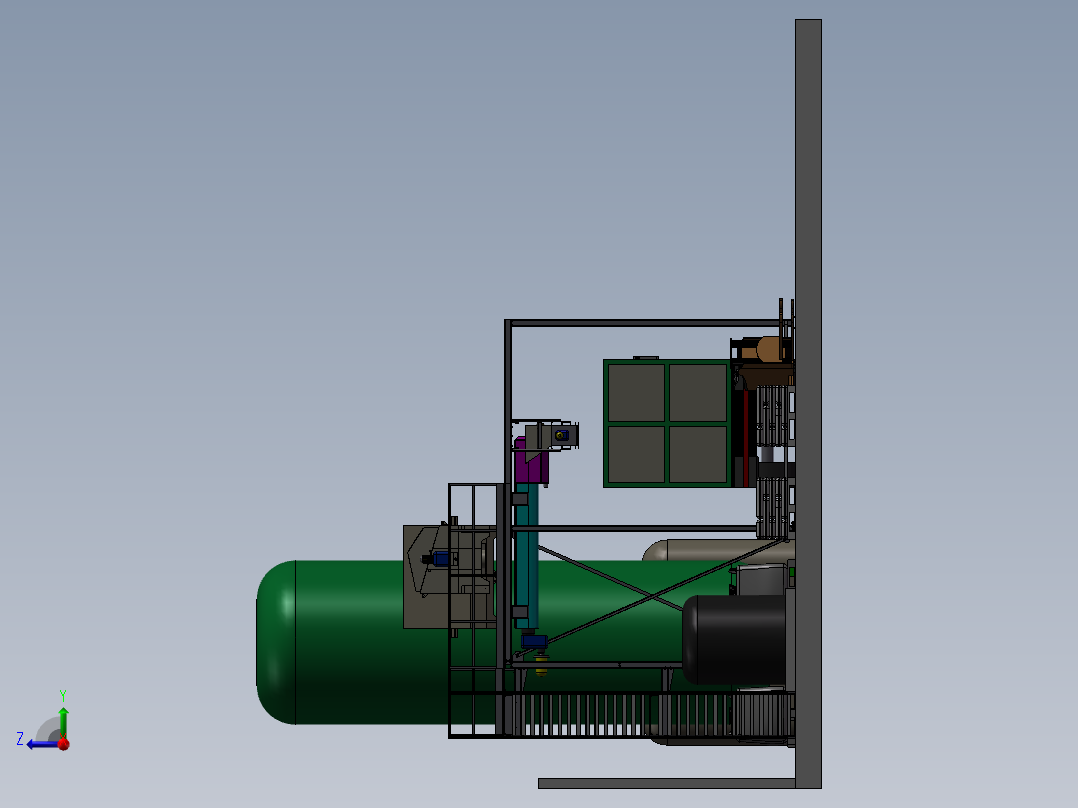建设平台用的钢结构3D模型右视图