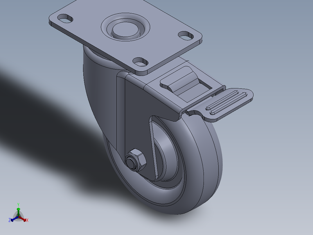 标准脚轮-WH-5024H-76 4in SWIVEL BRAKE PLATE H=133 45x75mm pitch主视图