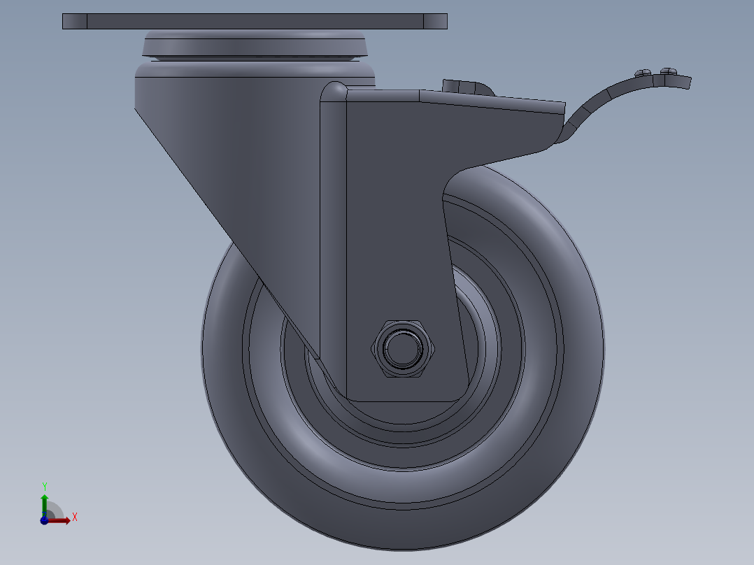 标准脚轮-WH-5024H-76 4in SWIVEL BRAKE PLATE H=133 45x75mm pitch前视图