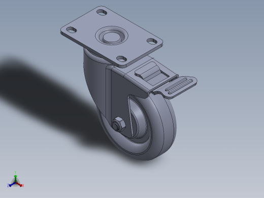 标准脚轮-WH-5024H-76 4in SWIVEL BRAKE PLATE H=133 45x75mm pitch正等轴测缩略图