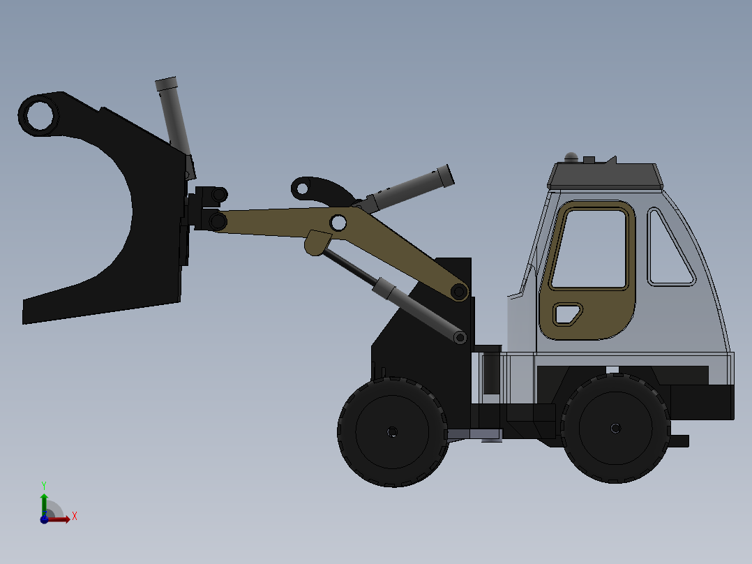 挖掘机玩具模型前视图