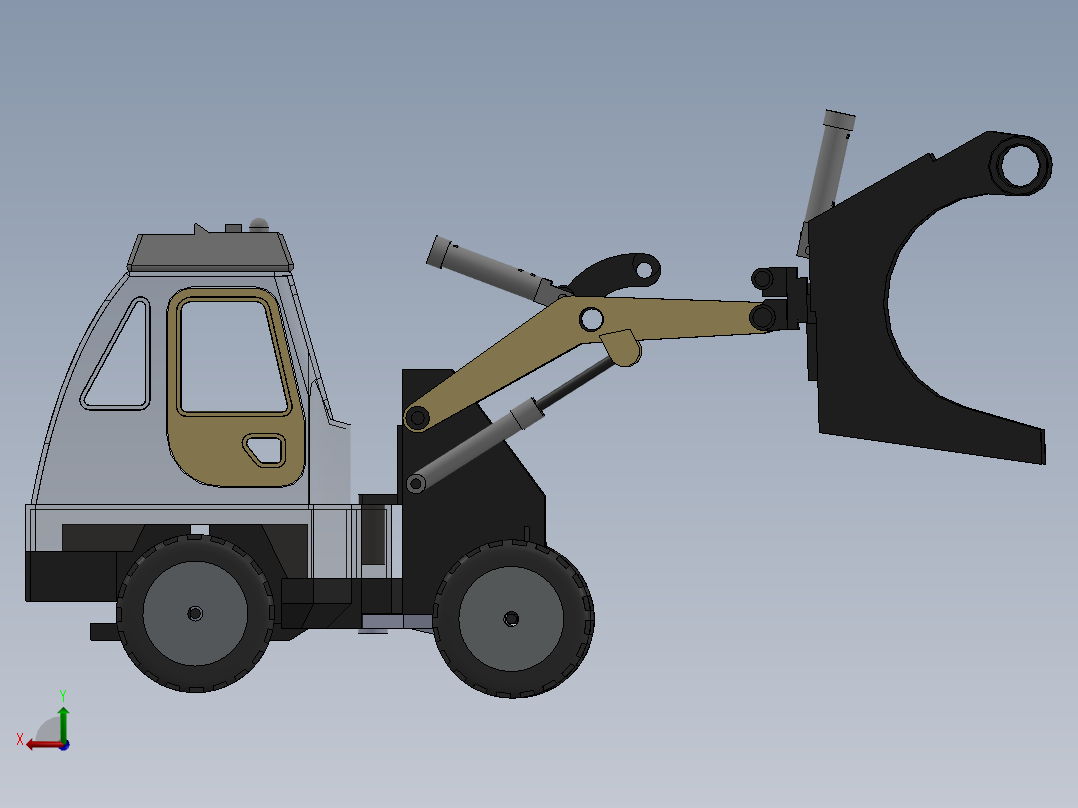 挖掘机玩具模型后视图