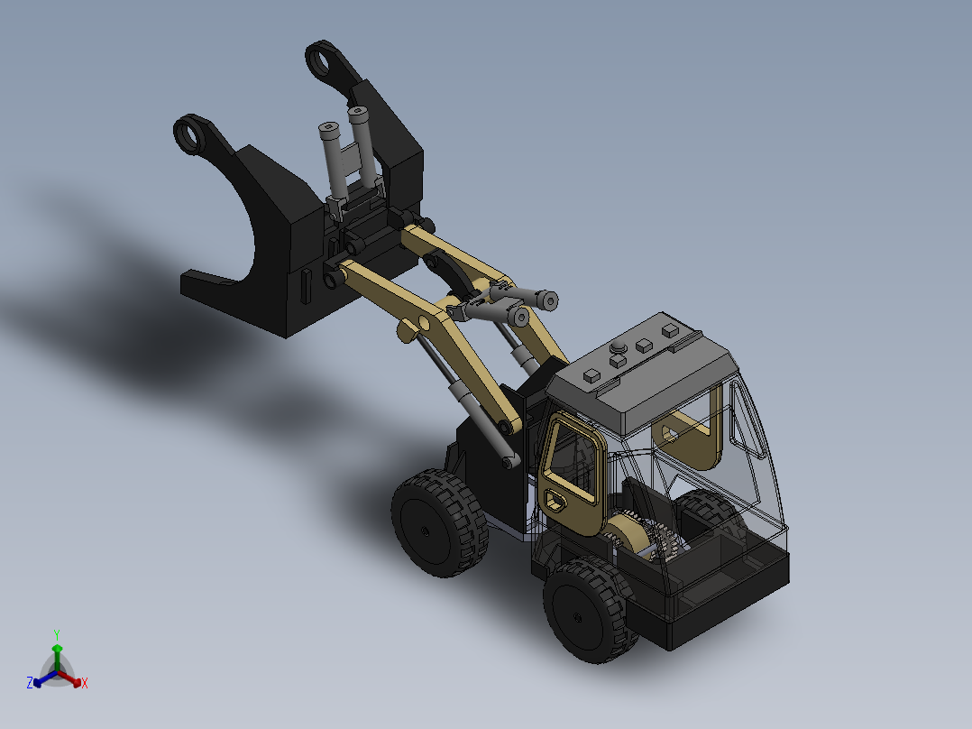 挖掘机玩具模型正等轴测图