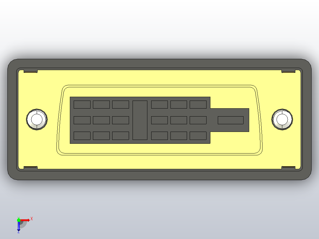 DVI母插头1.56英寸X 0.62in英寸X 2.00in英寸俯视图