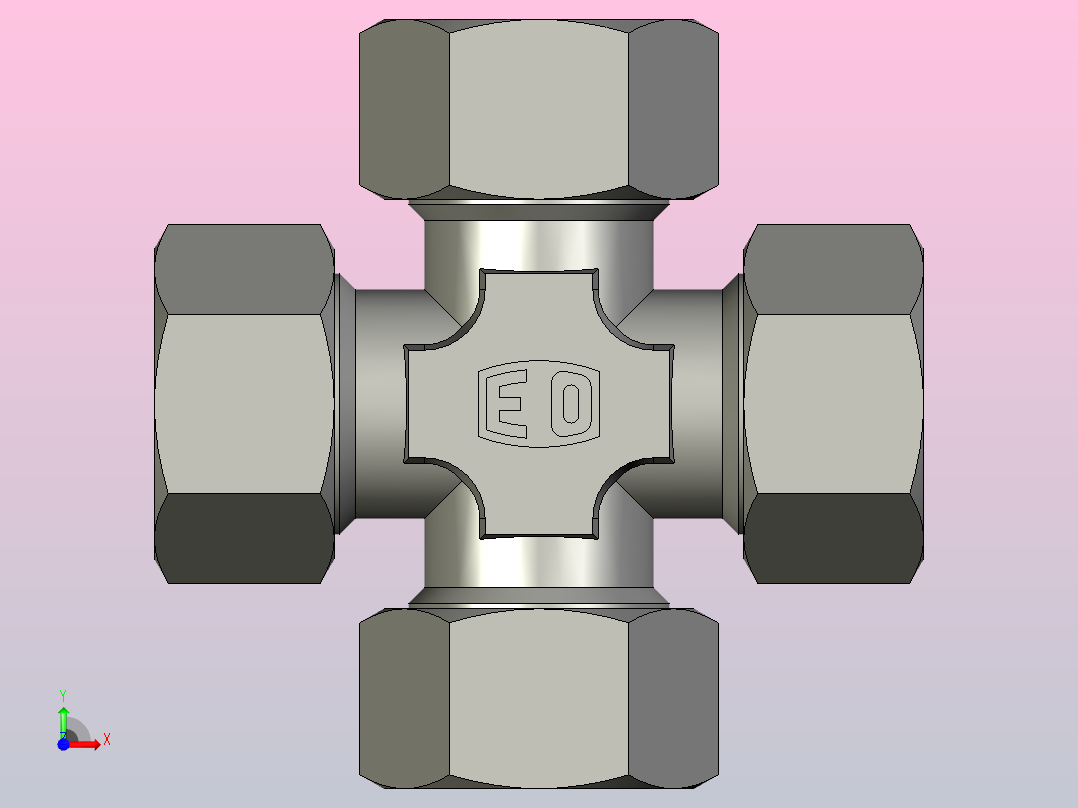 EO管接头联合十字K30SCF.stp前视图