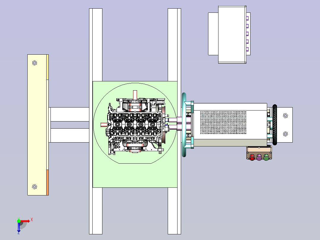 北汽汽车发动机飞轮三轴拧紧机俯视图
