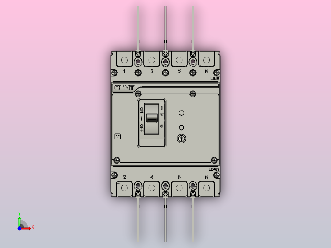 NXMLE-160H 4P剩余电流动作断路器三维模型202209前视图