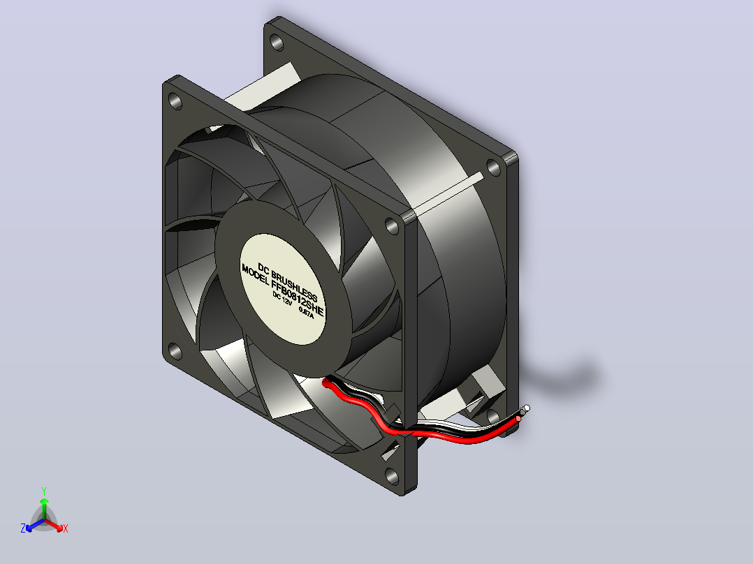FFB0812SHE 80mm DC12V 0.87A服务器散热风扇服务器方形正等轴测图