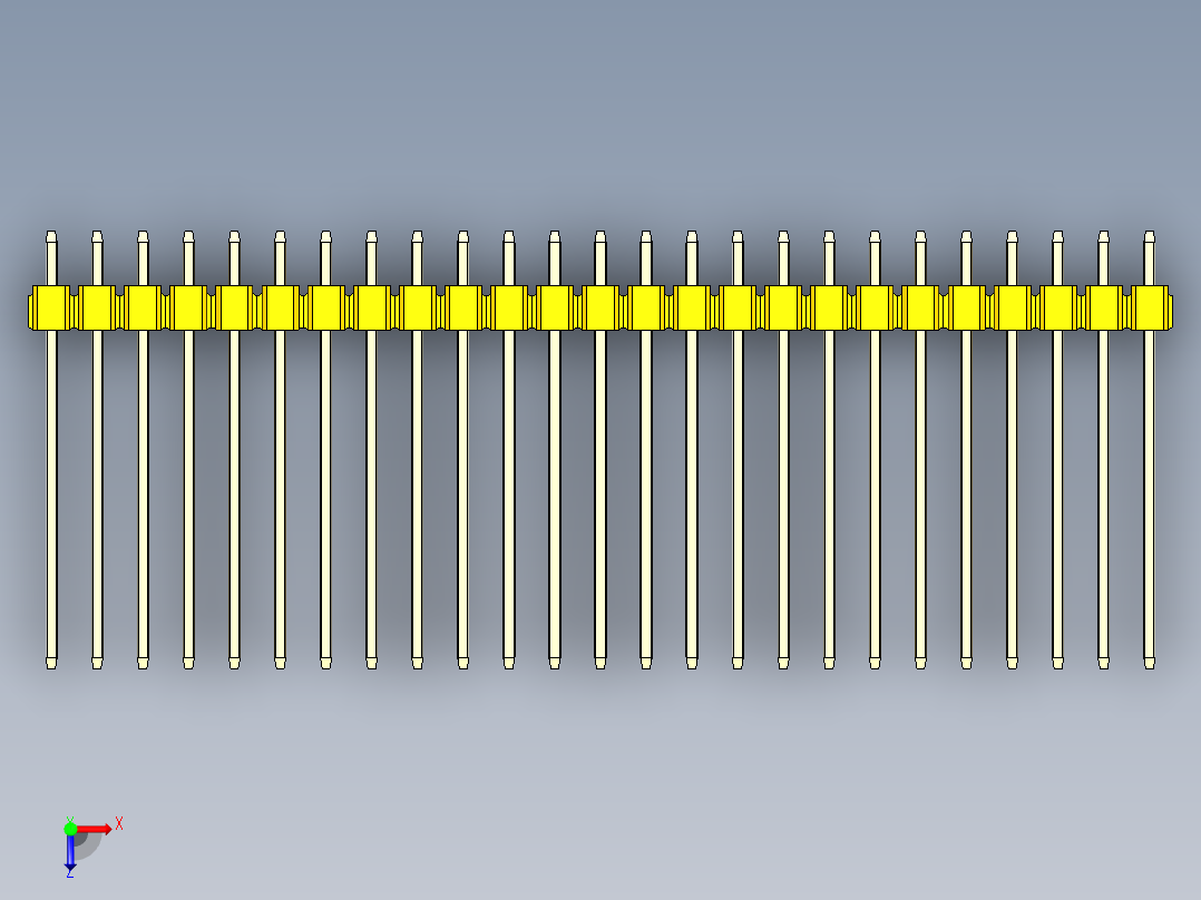 彩色公头100mil（2.54mm）系列-DS1021_yellow_3x25p_100mil_Type19_rev1.0俯视图