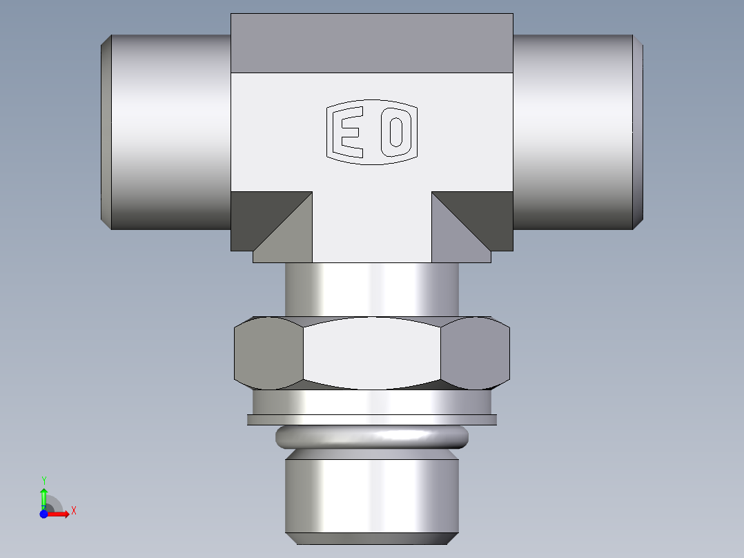 卡套式工业通用硬管接头EO_Adjustable_locknut_branch_tee_TEE10SMOROMDCF前视图