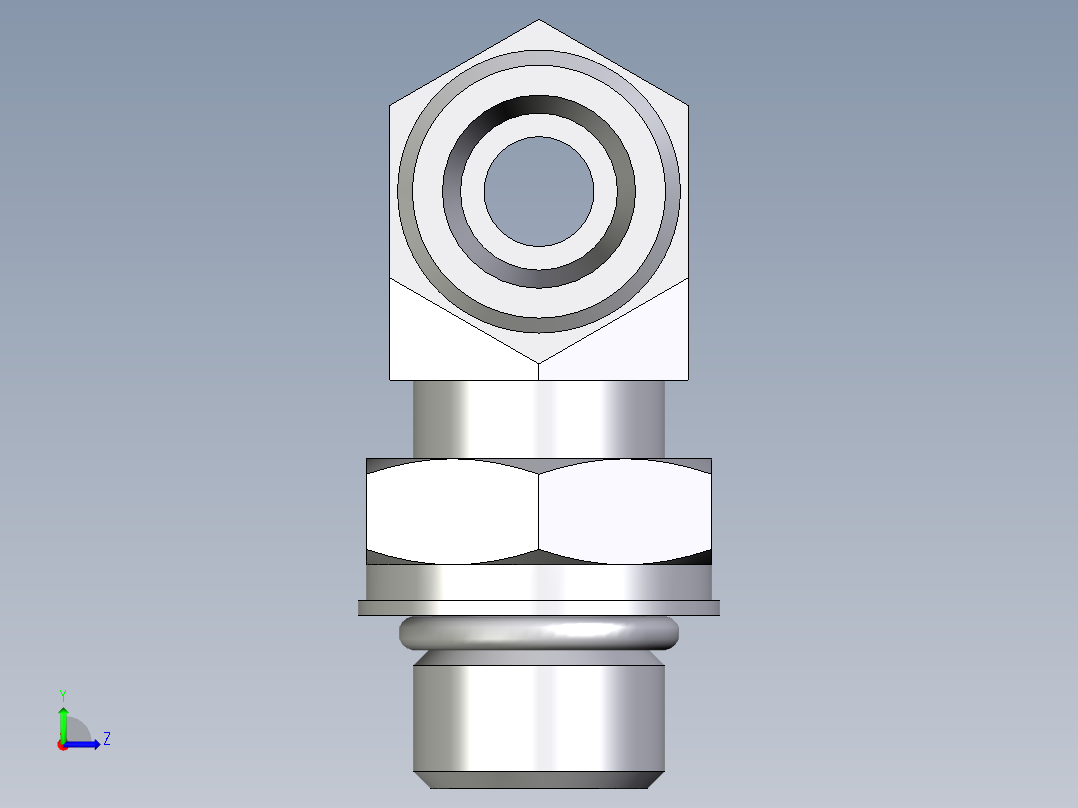 卡套式工业通用硬管接头EO_Adjustable_locknut_branch_tee_TEE10SMOROMDCF左视图