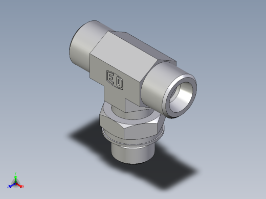 卡套式工业通用硬管接头EO_Adjustable_locknut_branch_tee_TEE10SMOROMDCF正等轴测缩略图