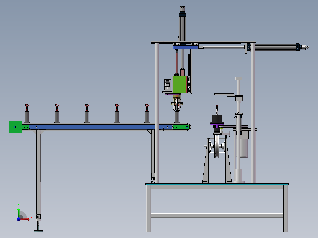 Q245-抛光机自动进给装置设计【三维SolidWorks】前视图
