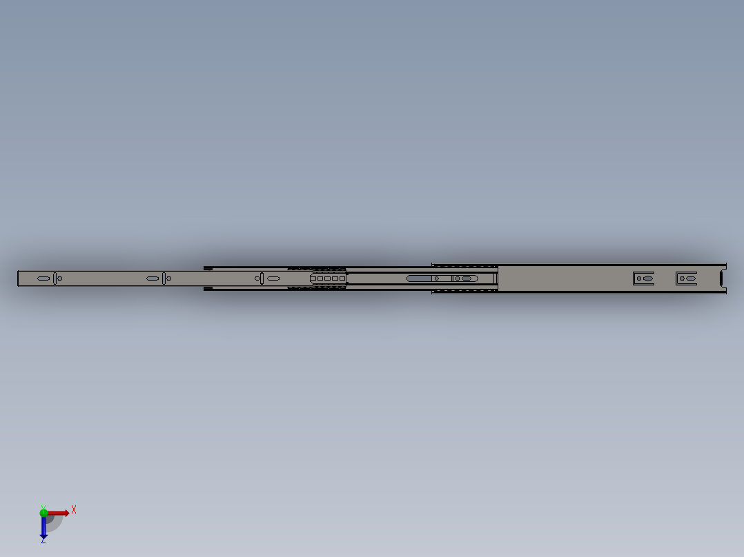 伸缩抽屉滑轨俯视图