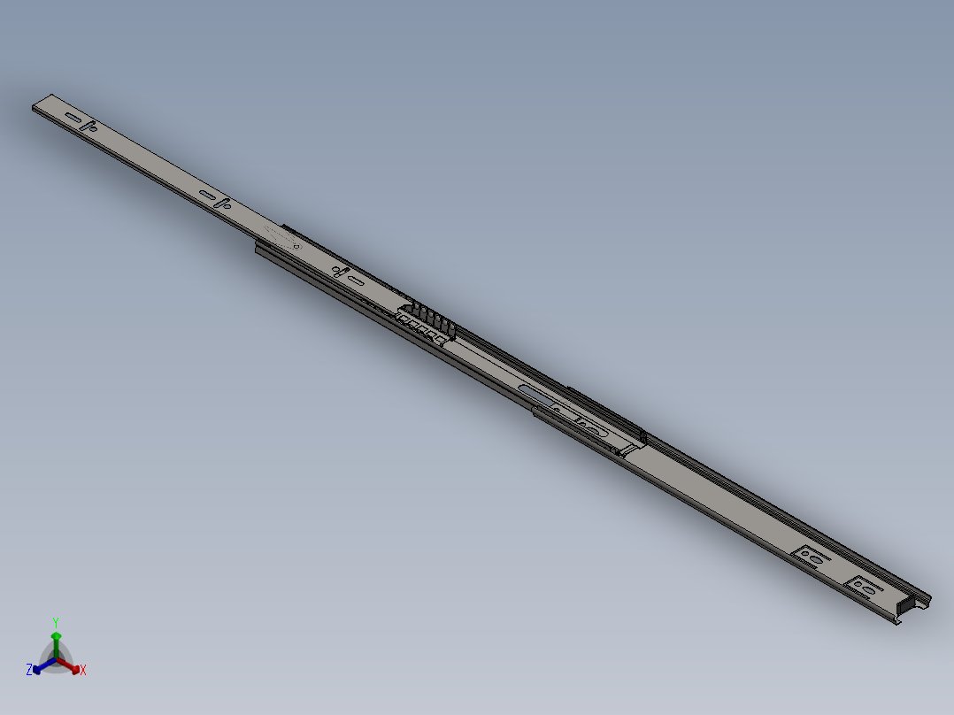 伸缩抽屉滑轨正等轴测图