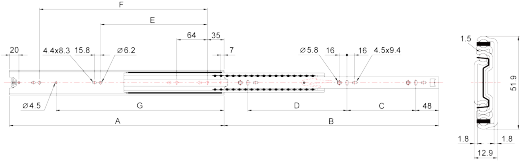 伸缩抽屉滑轨缩略图