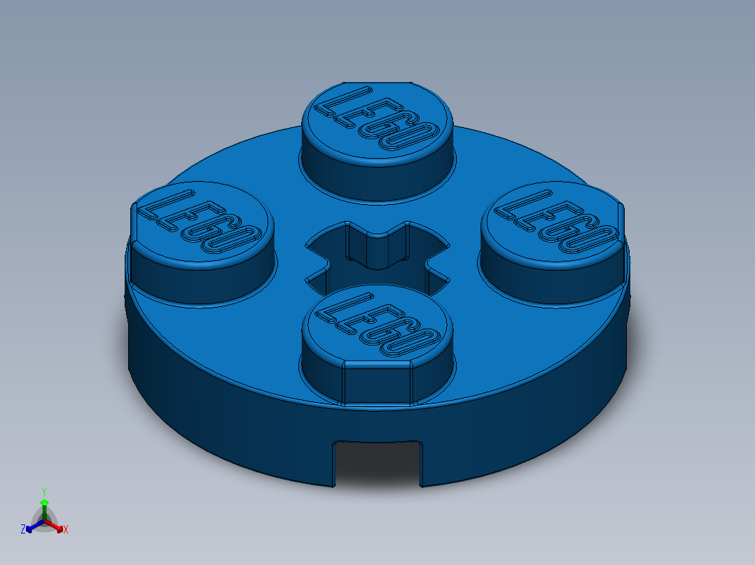 乐高零件 4032 板 2 x 2 圆形-403223 Blue Plate 2 x 2 Round正等轴测图