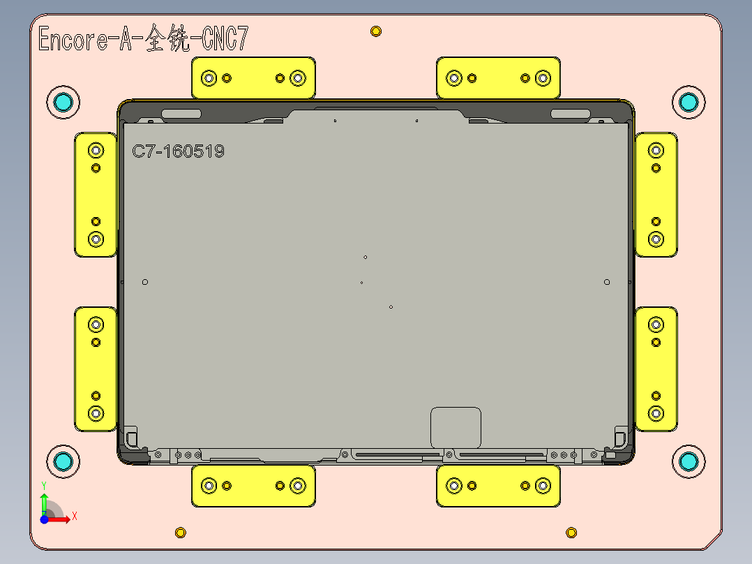 金属外壳铣外形墙高夹具前视图