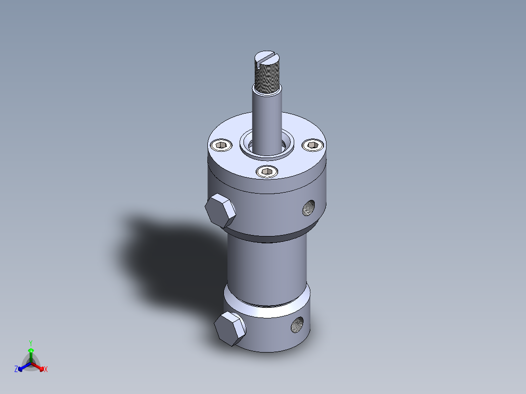 焊接式液压缸（带前安装法兰）25x12x10 mm正等轴测图