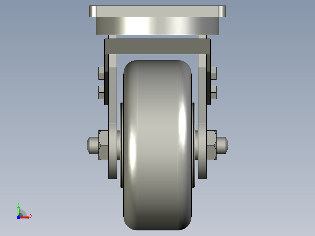 5寸重型高品质尼龙平底平刹脚轮5寸重型高品质尼龙平底平刹脚轮-125前视图