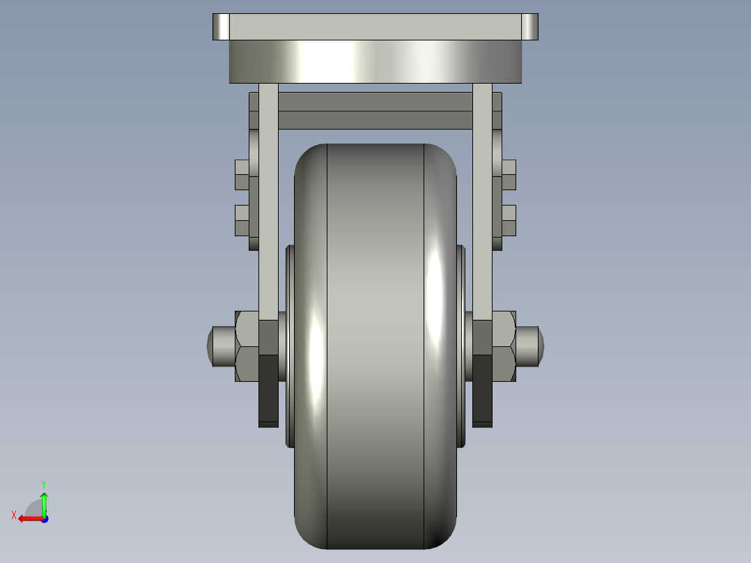 5寸重型高品质尼龙平底平刹脚轮5寸重型高品质尼龙平底平刹脚轮-125后视图