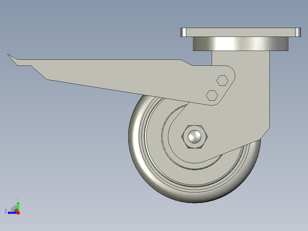 5寸重型高品质尼龙平底平刹脚轮5寸重型高品质尼龙平底平刹脚轮-125右视图