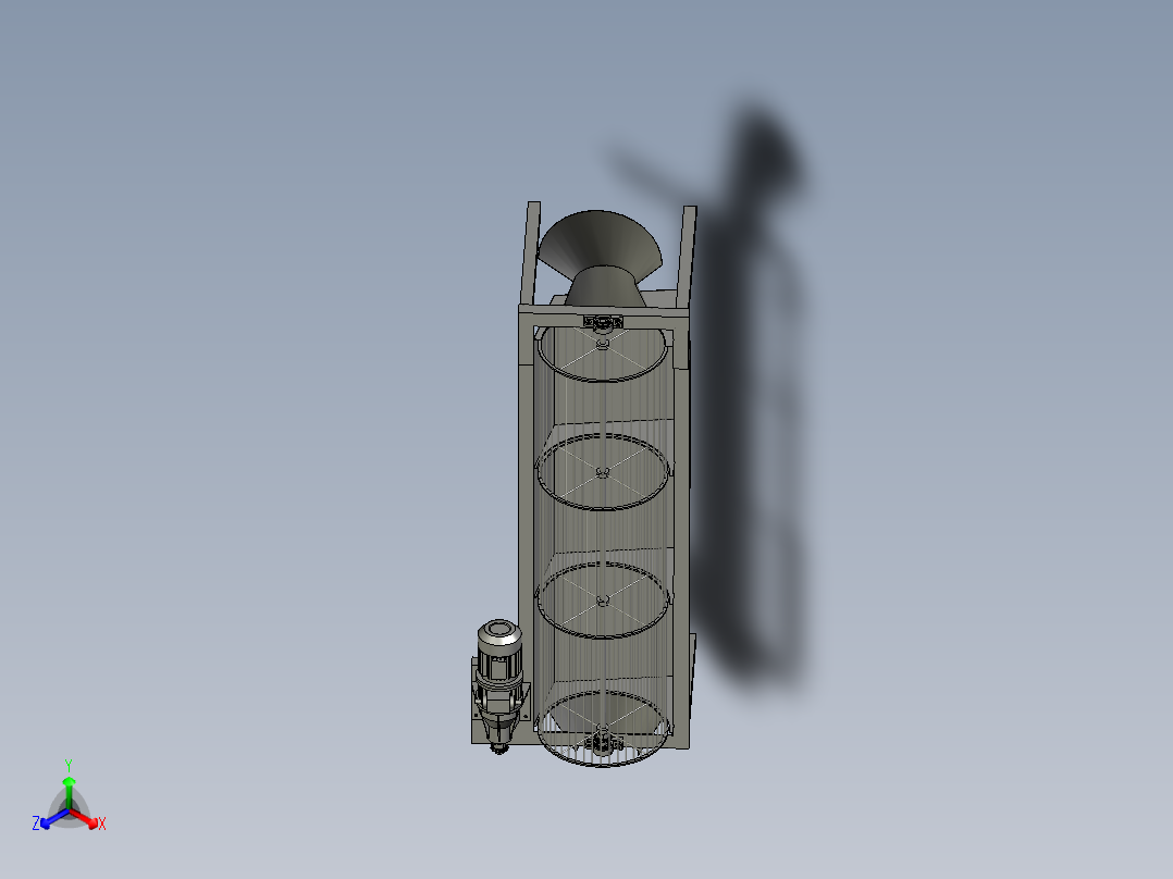 滚筒筛选机装配体正等轴测图