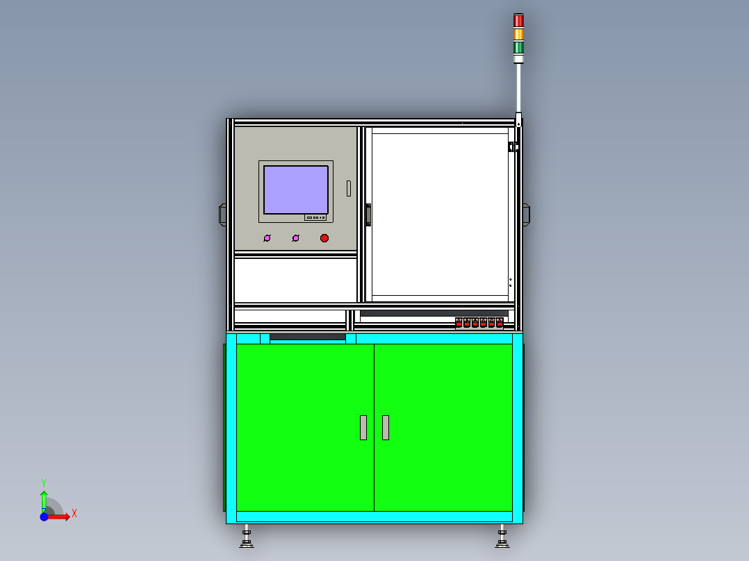 非标装配设备透明外框架设计前视图