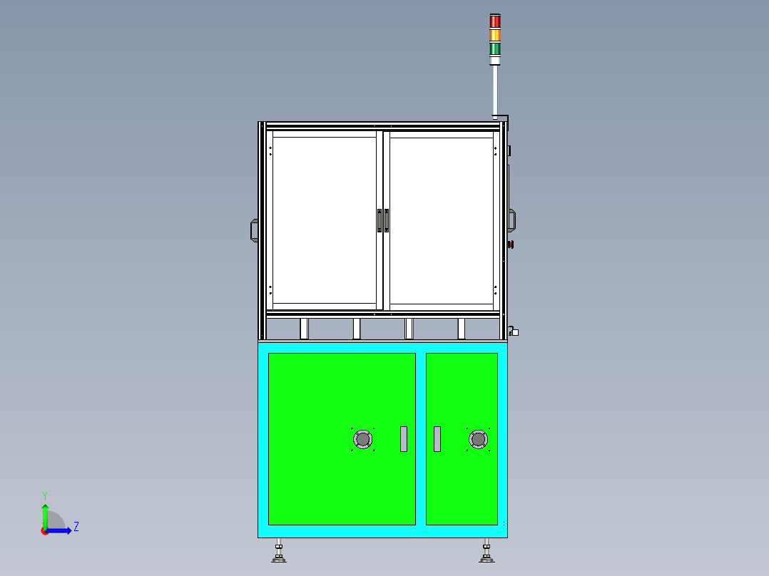 非标装配设备透明外框架设计左视图