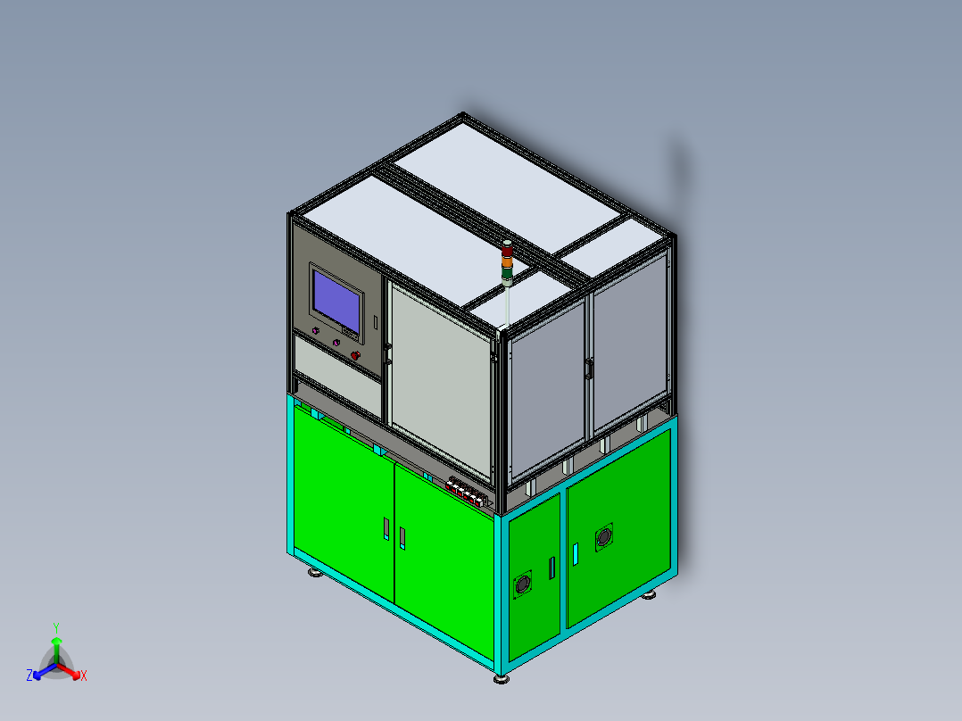 非标装配设备透明外框架设计正等轴测图