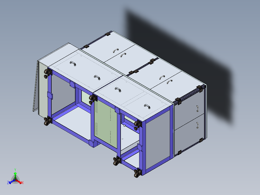 非标设备异型外部框架设计正等轴测图