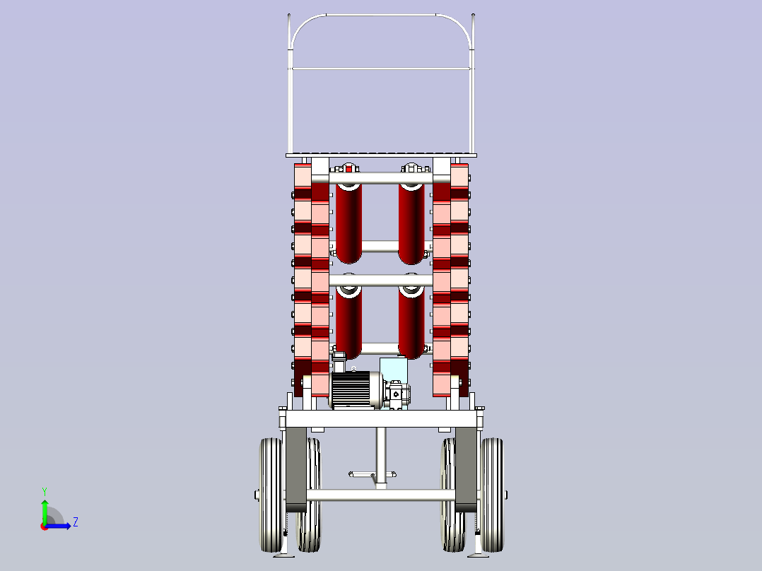 四轮移动式液压升降台3D建模图纸左视图