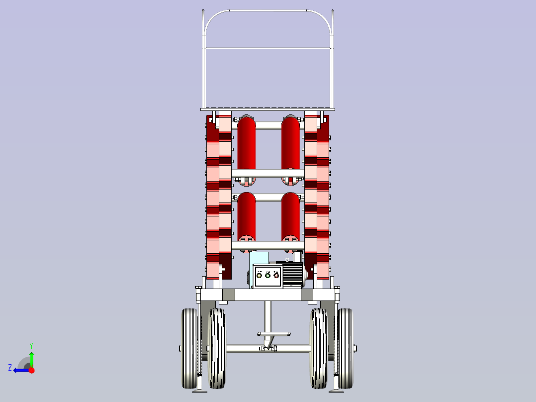 四轮移动式液压升降台3D建模图纸右视图