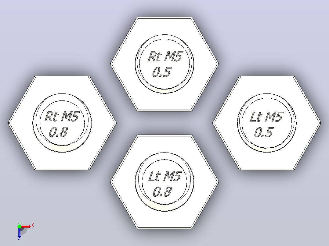 所有M5六角螺栓俯视图