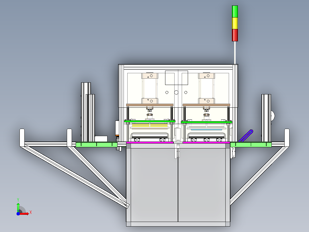 双工位热压机3D图纸三维模型前视图