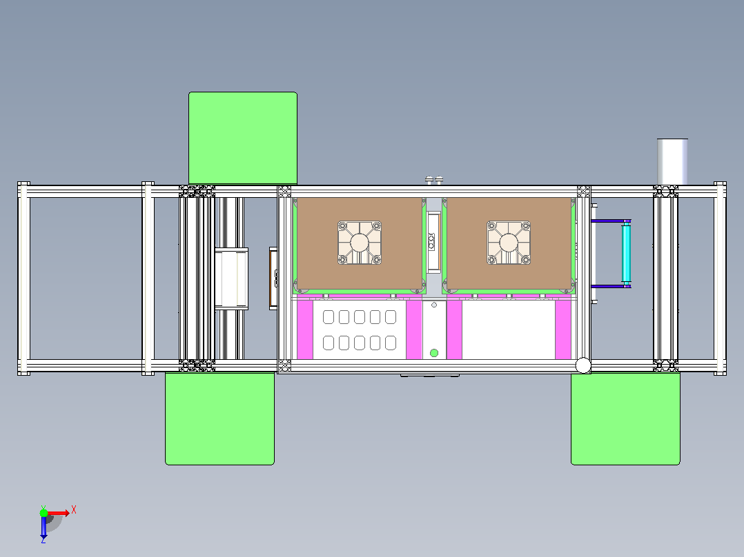 双工位热压机3D图纸三维模型俯视图