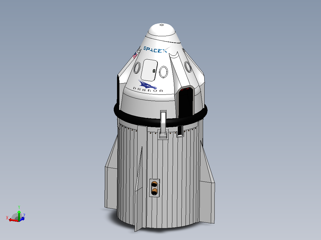 SpaceX 龙飞船载人版主视图