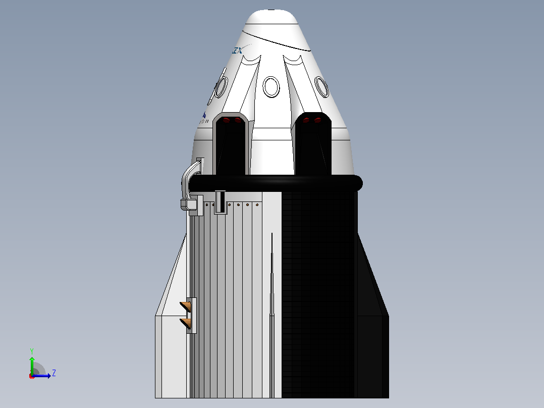 SpaceX 龙飞船载人版左视图