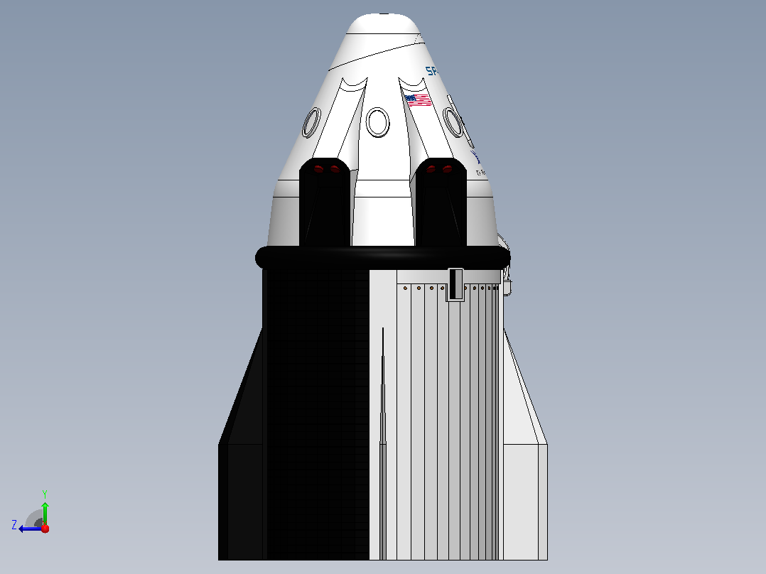 SpaceX 龙飞船载人版右视图