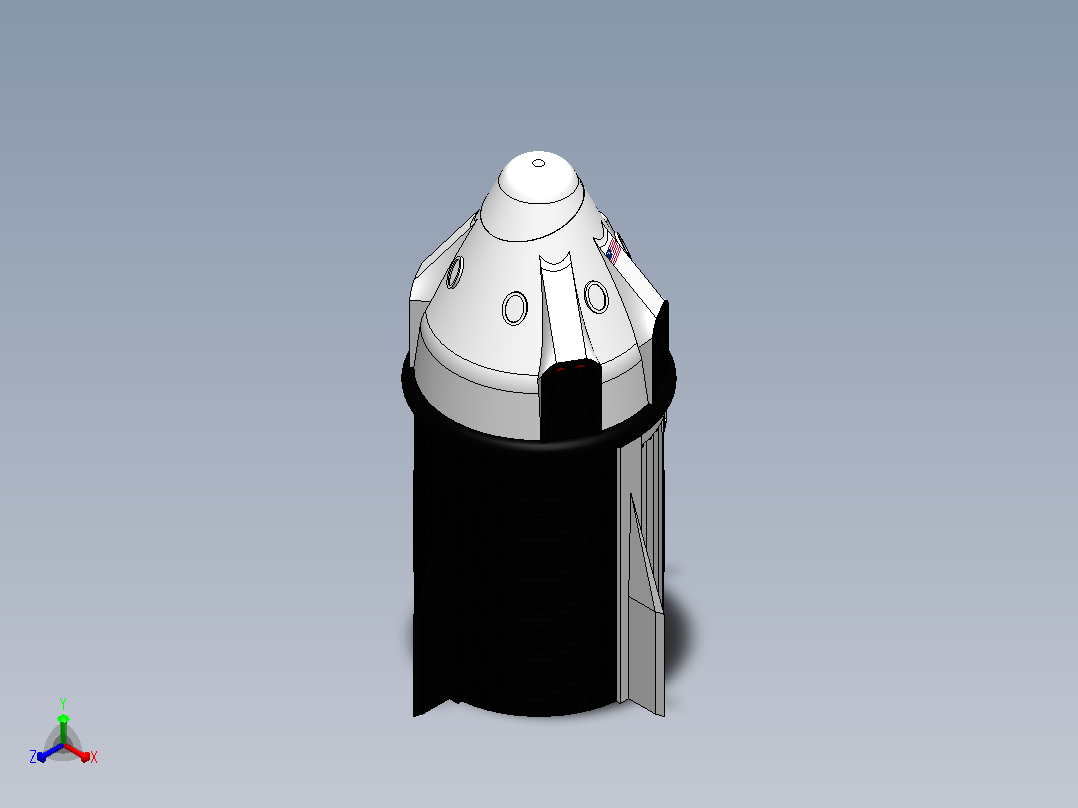 SpaceX 龙飞船载人版正等轴测图