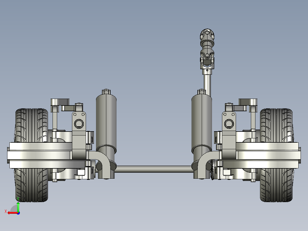 Mario四轮转向系统3D数模图纸 STP格式后视图