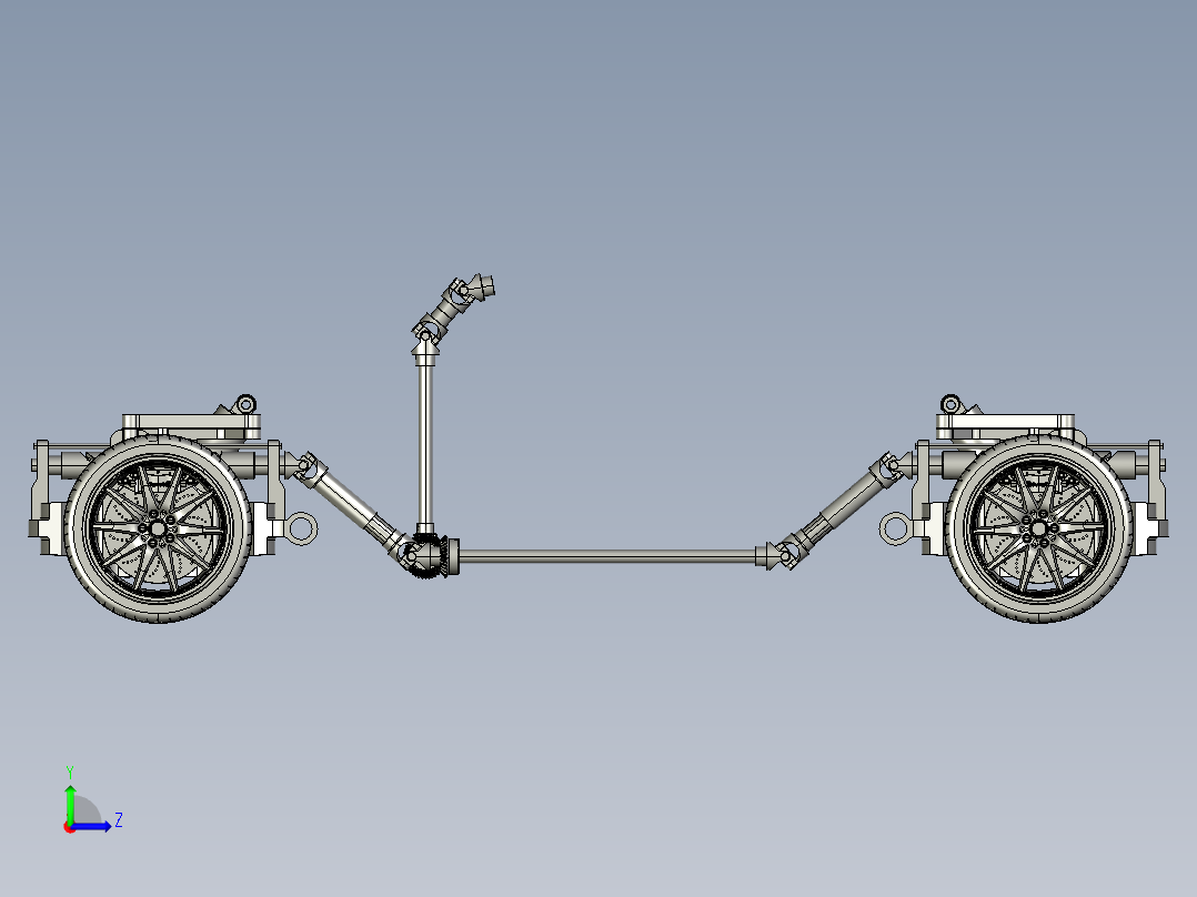 Mario四轮转向系统3D数模图纸 STP格式左视图