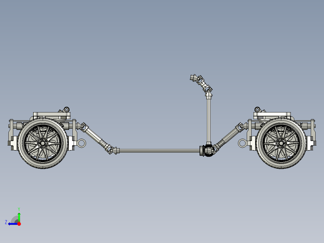 Mario四轮转向系统3D数模图纸 STP格式右视图
