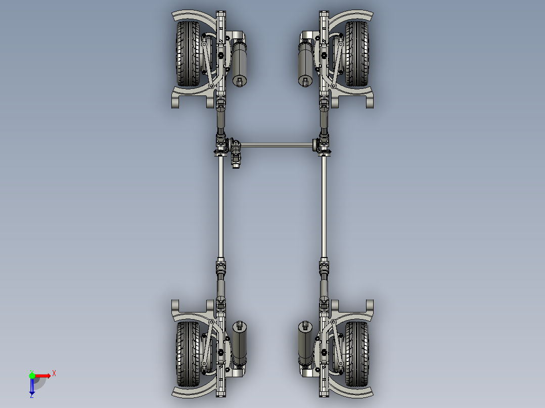 Mario四轮转向系统3D数模图纸 STP格式俯视图