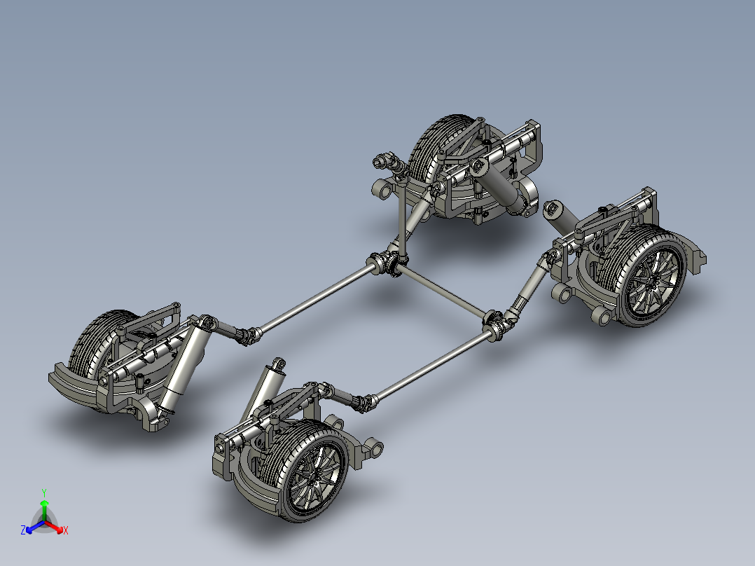 Mario四轮转向系统3D数模图纸 STP格式正等轴测图