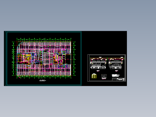 地下室机械立体停车库消防、喷淋布置cad图纸消防dwg图
