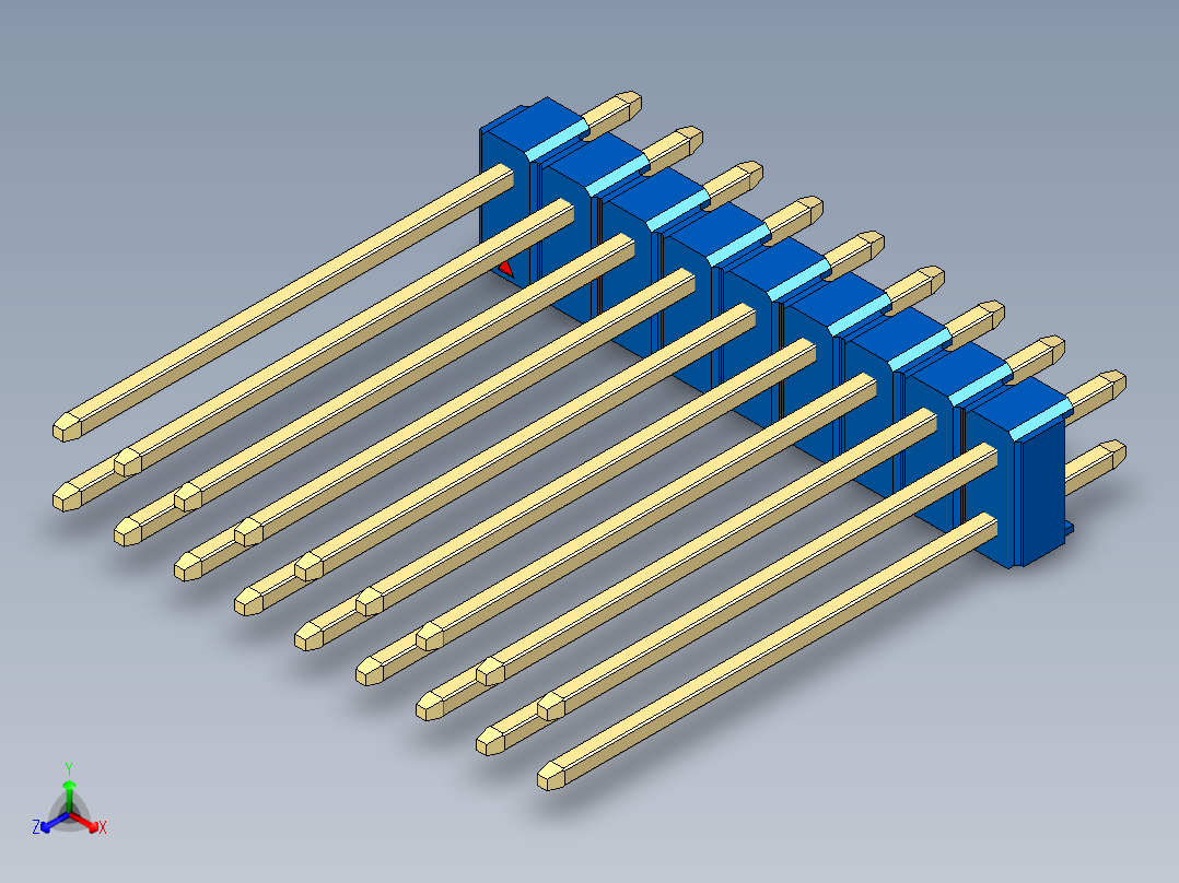 彩色公头100mil（2.54mm）系列-DS1021_blue_2x09p_100mil_Type19_rev1.0主视图