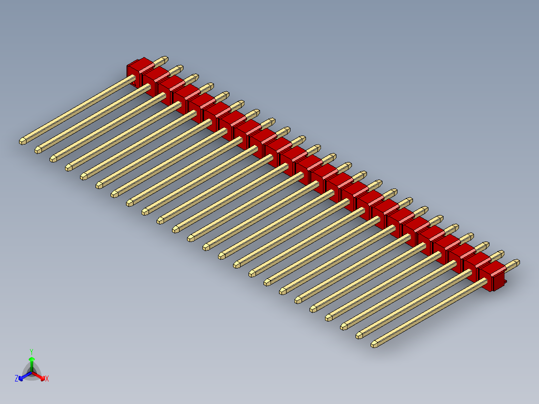 彩色公头100mil（2.54mm）系列-DS1021_red_1x24p_100mil_Type19_rev1.0主视图